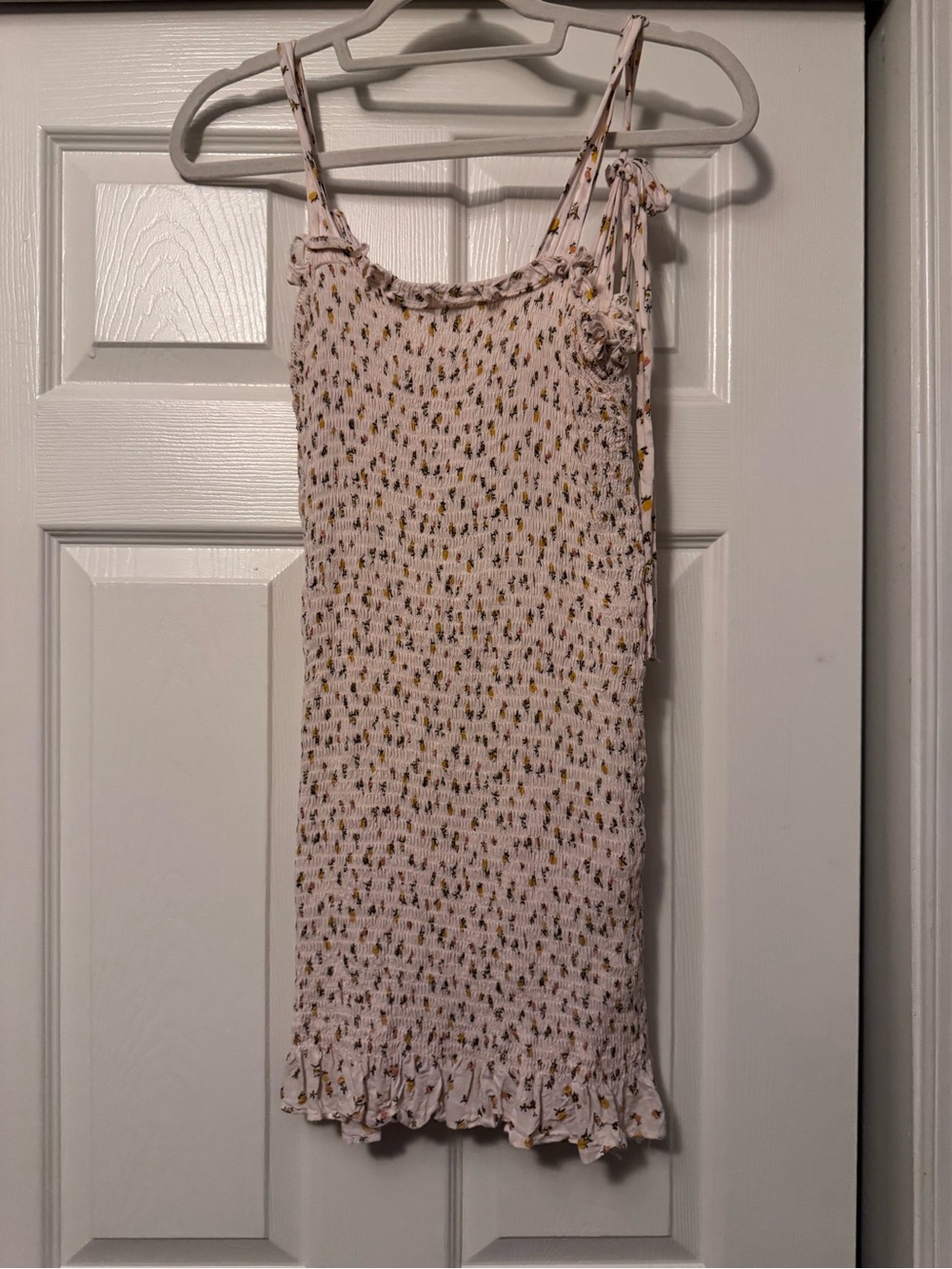 Free People Cream Mini Dress with Yellow & Black Floral Print